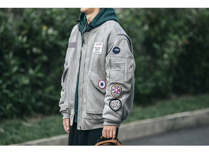 Bonsir Autumn/winter MA1 Bomber Jacket Thick Cotton-padded Baseball Uniform Parkas Men's Trend Labeling Military Padded Jacket