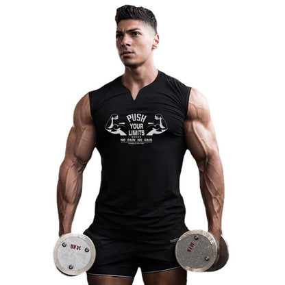 sanyamk New Men V-neck Sports Tank Top Cotton Summer Muscle Vest Gym Clothing Bodybuilding Sleeveless Shirt Workout Fitness Singlets