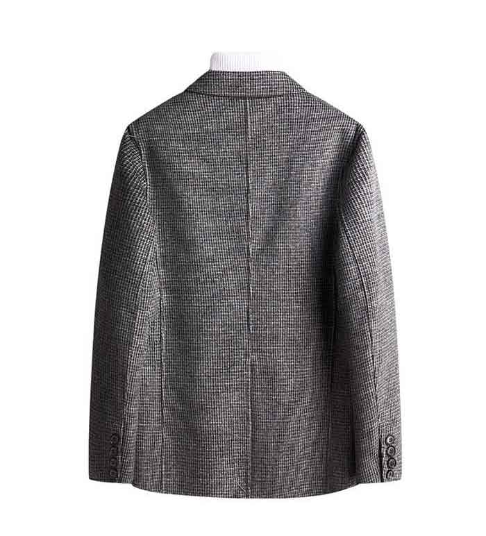 sanyamk Trendy Wollen Blazer Men Casual Slim Fit Plaid Wool Blazer Jacket Office Banquet Wedding Blazer Coat Man Clothing