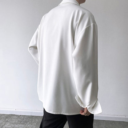 Bonsir Men's Autumn Simple Cool Style Long Sleeve Shirt High Quality Japanese Vintage Fashion Loose Casual Thick Shirt Coat Man