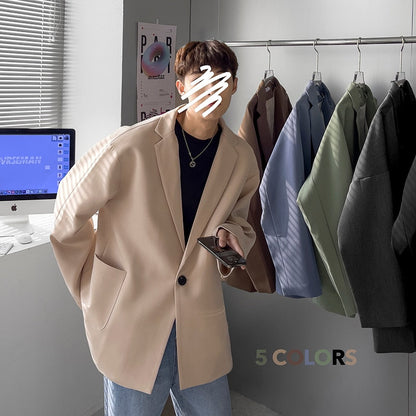 sanyamk 5 Colors Korean-style Men Casual Blazers Male One Button Suit Jackets Daily Business Streetwear All-match Simple Suit-tops