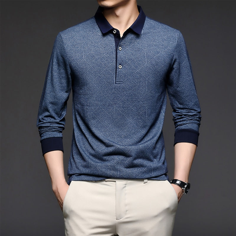 sanyamk Top Grade New Fashion Brand Men Plain Polo Shirts For Men Solid Color Casual Designer Long Sleeve Tops Men's Clothing