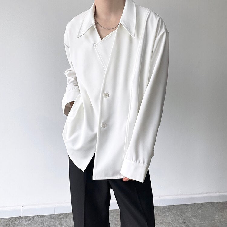Bonsir Men's Autumn Simple Cool Style Long Sleeve Shirt High Quality Japanese Vintage Fashion Loose Casual Thick Shirt Coat Man