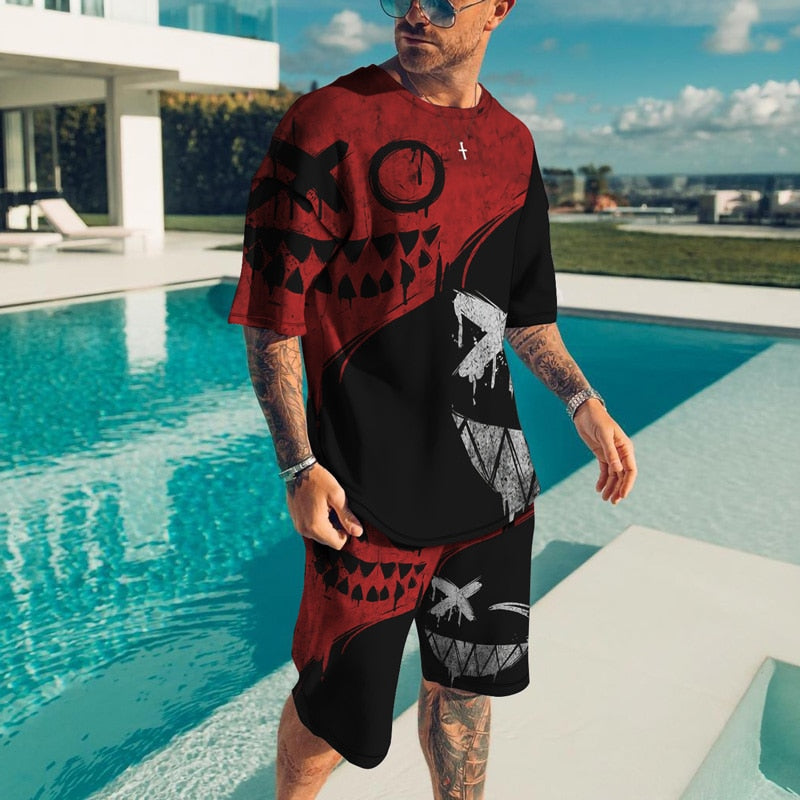 sanyamk trendy mens fashion mens summer outfits dope outfits mens street style mens spring fashion aesthetic outfits menMen Sets Short Outfits T Shirt and Shorts Male Tracksuit Set Men's Fashion Stitching Color 2 Pieces Set Summer Breathable Casual