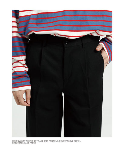 sanyamk Men Casual Straight Suit Pant Male Japan Korea Style Loose Vintage Fashion Streetwear Trousers Wide Leg Pant