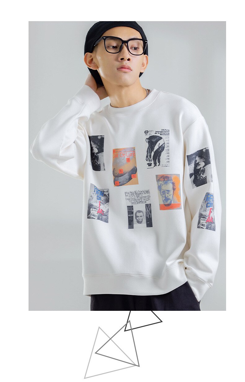 sanyamk S20019 New Arrival Men Sweatshirts Hip Hop Punk Streetwear Sport Casual Trendy Loose Digital Printing Handsome Cotton Pullovers