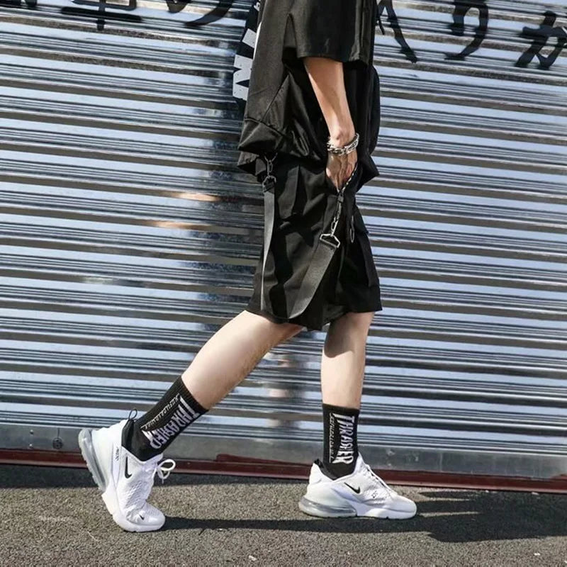 sanyamk Summer Men Shorts Techwear Japanese Harajuku Fashion Hip Hop Punk Streetwear Cargo Shorts for Male Joggers Ribbons Baggy Clothes