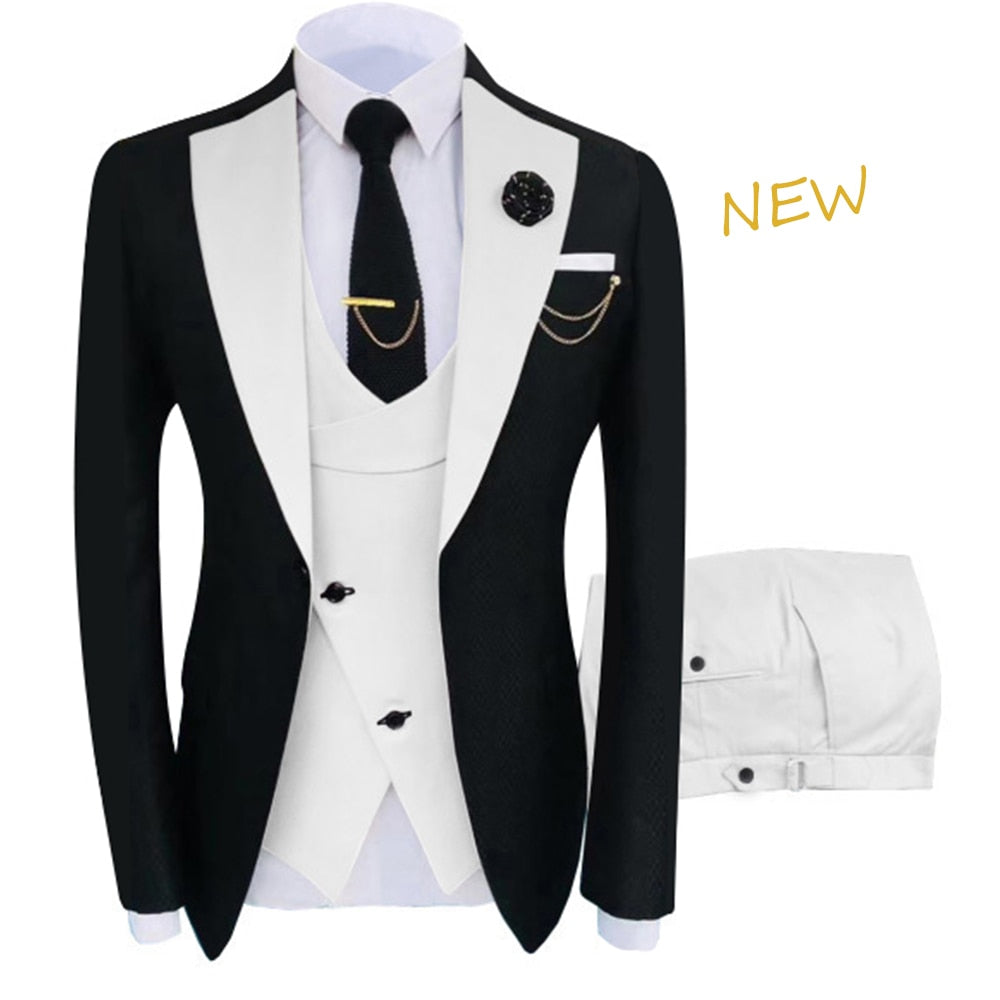 sanyamk New Costume Homme Popular Clothing Luxury Party Stage Men&#39;s Suit Groomsmen Regular Fit Tuxedo 3 Peice Set Jacket+Trousers+Vest