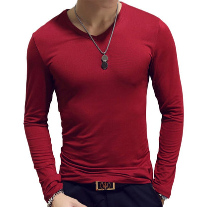 sanyamk Turtleneck For Men Solid Color Slim Elastic Thin Pullover Spring Autumn Underwear Turtleneck Men Knitting Blouse Base Tshirt Top