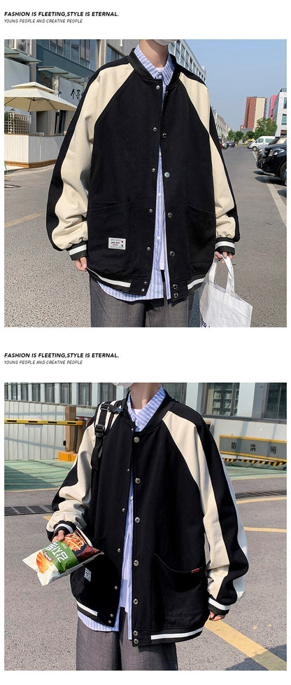 Bonsir Mens Fashion Baseball Jackets Coats New Men's Casual Streetwear Bomber Jacket Big Pockets Autumn Men Outdoor Clothes