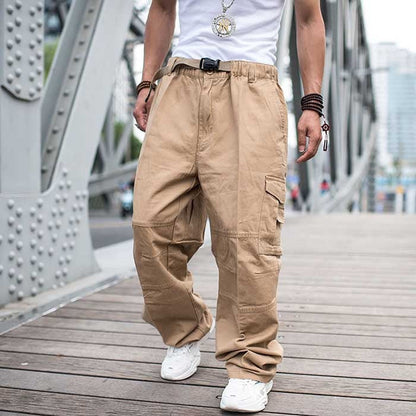 Bonsir Trendy Loose Baggy Cargo Pants Men Casual Hiphop Harem Cotton Straight Trousers Wide Leg Plus Size Streetwear Clothing