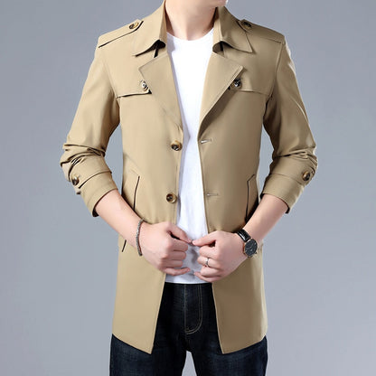 Thoshine Brand Spring Autumn Men Trench Coats Superior Quality Buttons Male Fashion Outerwear Jackets Windbreaker