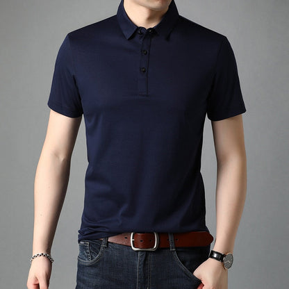 sanyamk Top Grade Mulberry Silk New Summer Brand Men Polo Shirts Designer Short Sleeve Casual Tops Fashions Korean Fashion Clothing