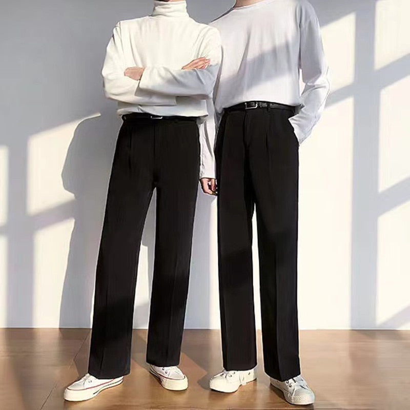 sanyamk Men's Brown Color Straight Pants Slim Fit Korean Style Solid Color Suit Pants Comfortable Fabric High-quality Trousers