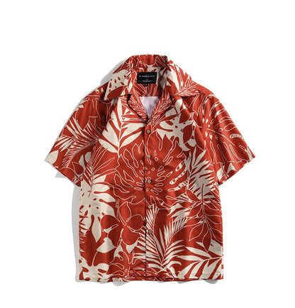 Bonsir Summer Hawaiian Shirt Literature Art Men Lapel Casual Digital Printing Loose Short Sleeves Streetwear Fashion Vacation Tops