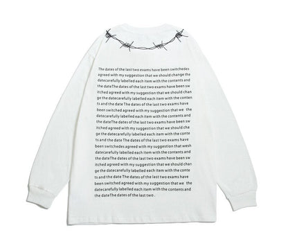 Bonsir 8809 MaleTshirt Chic Streetwear Hip Hop Neck Thorns Embroidery Letter Printing Long-Sleeved T-Shirt Male Brand Pullovers Tops