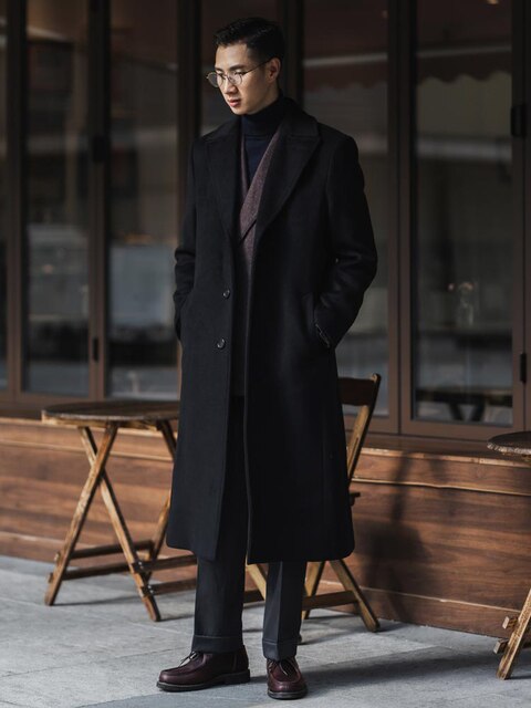 Bonsir Autumn Winter Long Warm Black Trench Coat Men Single Breasted Luxury Wool Blends Overcoat High Quality Clothing