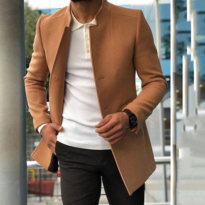 sanyamk New casual men's suit trend versatile texture solid color slim fitting woolen coat