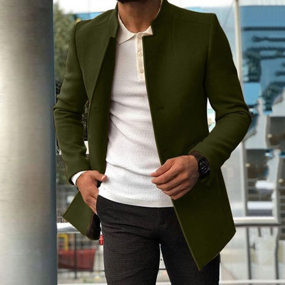 sanyamk New casual men's suit trend versatile texture solid color slim fitting woolen coat