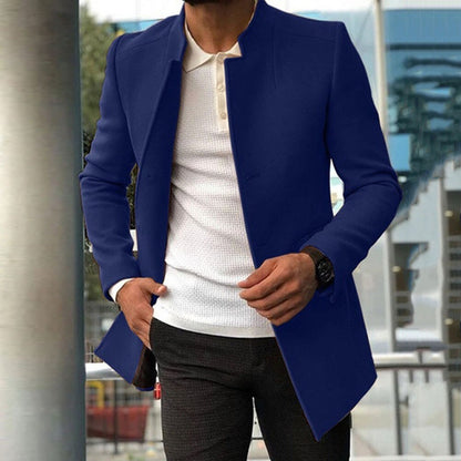 sanyamk New casual men's suit trend versatile texture solid color slim fitting woolen coat