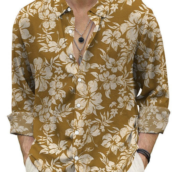 sanyamk mens clothing styles New Spring and Autumn Men's Shirt Fashion 3D Floral Long Sleeve Shirt plus Size Casual Top