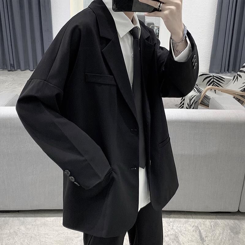 sanyamk Tomboy Fits Jacket Men's Korean-Style Trendy Loose Solid Color Handsome Casual Suit Men's Jacket Single