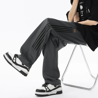 sanyamk Heavy Weight American Vibe Ice Silk Stripes Retro Sweatpants