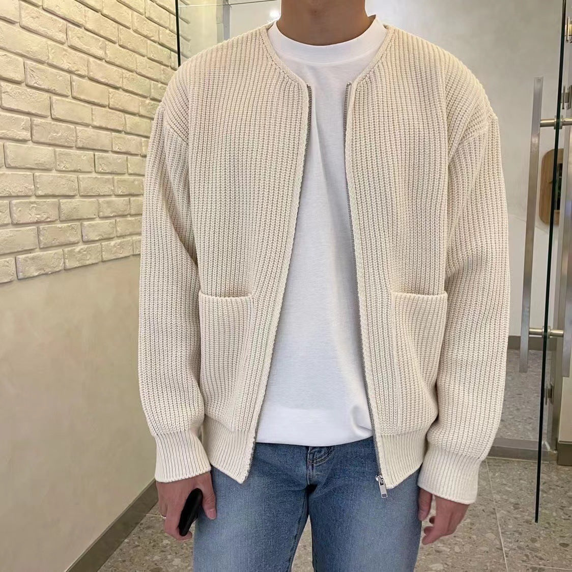 Bonsir fall outfits men 2024 Autumn and Winter New Fashion Trendy Ins Trendy Knitted Cardigan Men's Solid Color Sweater Loose Casual Lazy Style