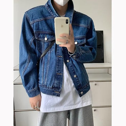 sanyamk outfit ideas Light Blue Short Denim Coat Men's Spring and Autumn Fashion Brand Retro High-Grade Ruan Handsome Cleanfit Jacket