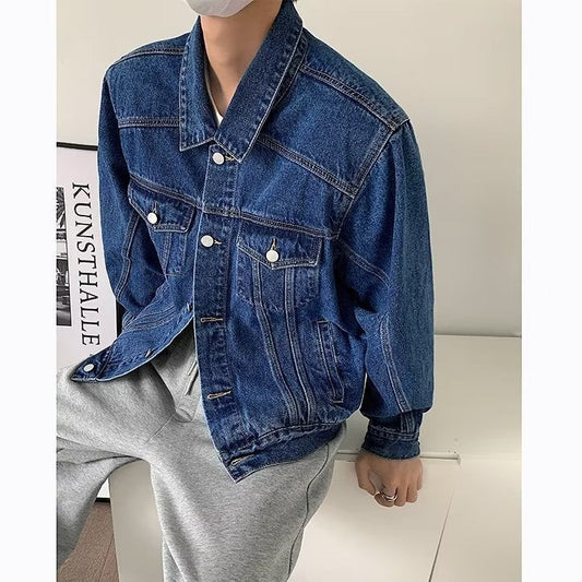 sanyamk outfit ideas Light Blue Short Denim Coat Men's Spring and Autumn Fashion Brand Retro High-Grade Ruan Handsome Cleanfit Jacket