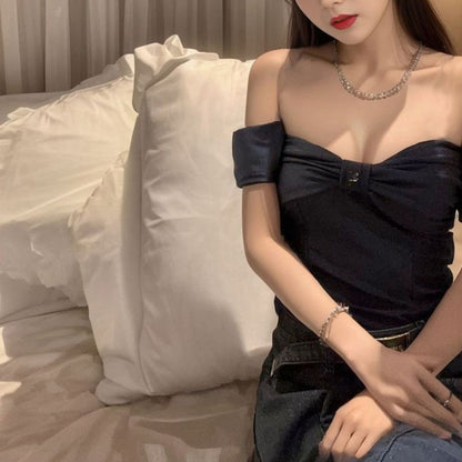 Sweet and spicy style sexy bottom top women's spring and summer new bow stacked wear sling vest inner with women's L2147