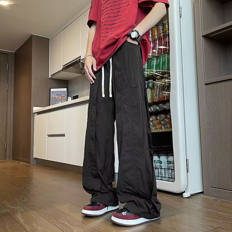 sanyamk 90s fashion men High Street American Summer Niche Structure Quick-Drying Pants Men's Street Vibe Casual Sports Pants Thin