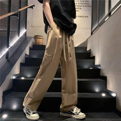 Bonsir fall mens outfits Fashion Trendy Youth Popular Men's Spring Straight Loose Sports Pants Solid Color Trendy Pants Casual Pants