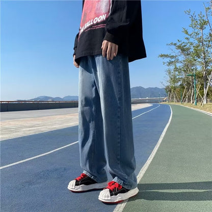 sanyamk 90s streetwear Jeans Men's Autumn and Winter Men's Loose Straight Casual Trousers Men's plus Size Pants