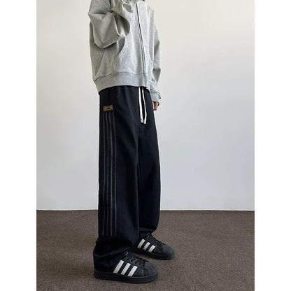 sanyamk Heavy Weight American Vibe Ice Silk Stripes Retro Sweatpants