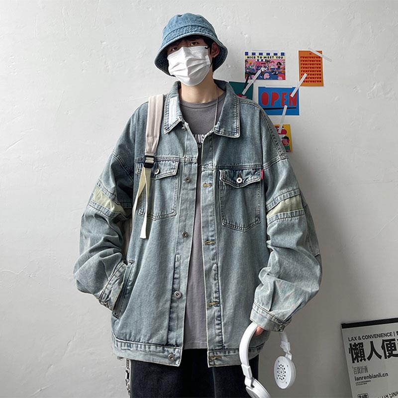 sanyamk 90s streetwear Denim Coat Men's Autumn Hong Kong Style Youth All-Matching Clothes Ins Korean Style Trendy Loose plus Size Jacket