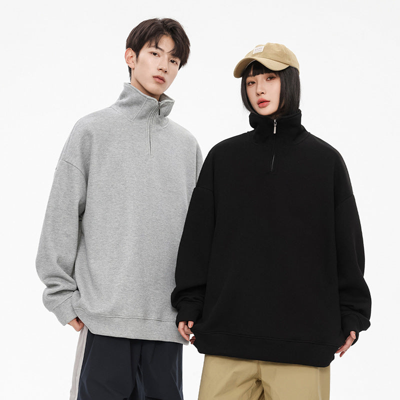 sanyamk 90s Men's Sweater Autumn and Winter Fashion Half Turtleneck Zipper Top Fashion Men Couple Pullover Fashion Sweater