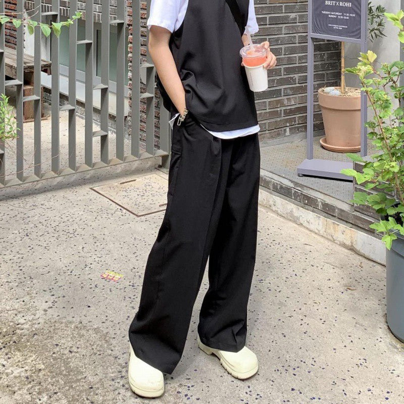 Bonsir guys clothing styles 2024 Autumn and Summer New Casual Pants Loose Hong Kong Style Drop-down Suit Pants Trendy All-Matching Trousers Men's Straight Wide-Leg Pants Trendy