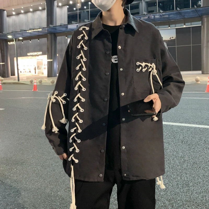 sanyamk Streetwear Hip Hop Young Men Spring Autumn Baggy Coat