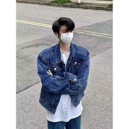 sanyamk outfit ideas Light Blue Short Denim Coat Men's Spring and Autumn Fashion Brand Retro High-Grade Ruan Handsome Cleanfit Jacket