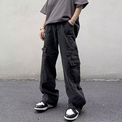 sanyamk 90s fashion men Overalls Men's Loose Ins Fashion Solid Color Casual Pants Trendy Trousers New Trendy Youth Popular