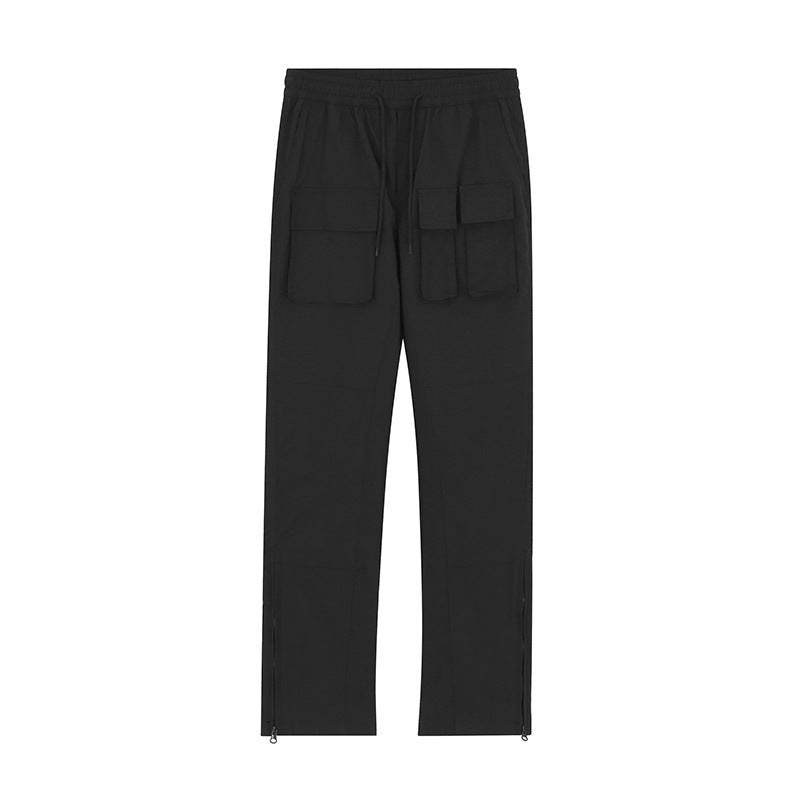 Bonsir men’s style High Street Functional Style Trousers Zipper Micro Flared Pants Men's Street Casual All-Match Fashion Pants