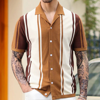 sanyamk summer outfits men New Men's Summer Stitching Contrast Color Sweater Lapel Business Polo Shirt Men