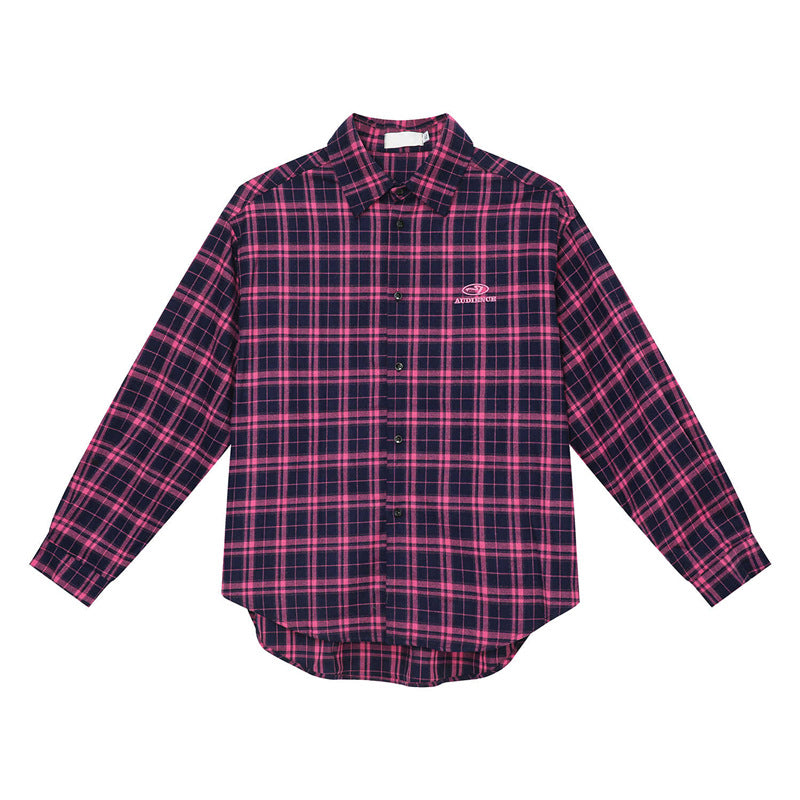 sanyamk Skater Boy Outfits American Simple Men's Plaid Shirt Loose Retro Casual All-Match Long Sleeve Coat for Men