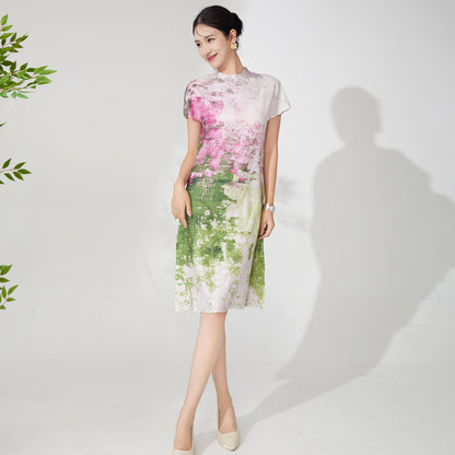 Women's high-quality big-name summer 2025 new loose-print A-shaped skirt vacation style travel dress