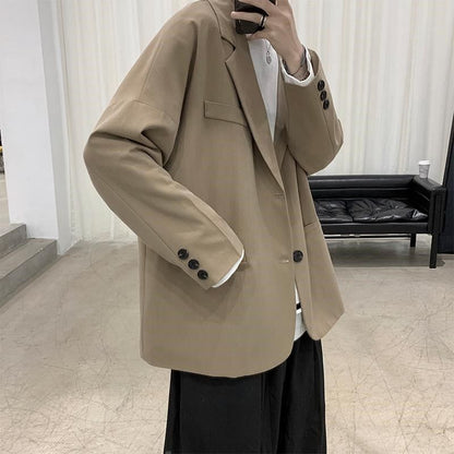 sanyamk Tomboy Fits Jacket Men's Korean-Style Trendy Loose Solid Color Handsome Casual Suit Men's Jacket Single