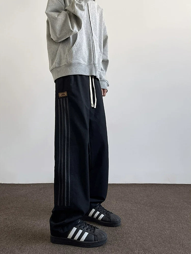 sanyamk Heavy Weight American Vibe Ice Silk Stripes Retro Sweatpants