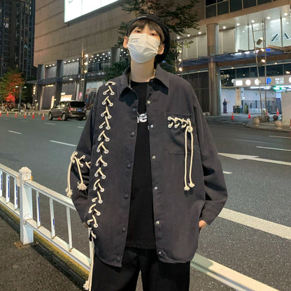 sanyamk Streetwear Hip Hop Young Men Spring Autumn Baggy Coat