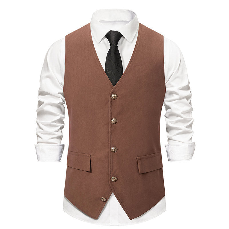 sanyamk fall outfits men Autumn and Winter New Suit Vest Men's Medieval Retro Vest European Size V-neck Single-Breasted Casual Vest