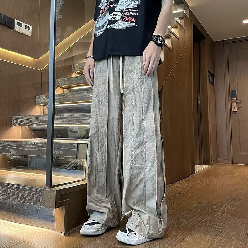 Bonsir 90s fashion men High Street American Summer Niche Structure Quick-Drying Pants Men's Street Vibe Casual Sports Pants Thin